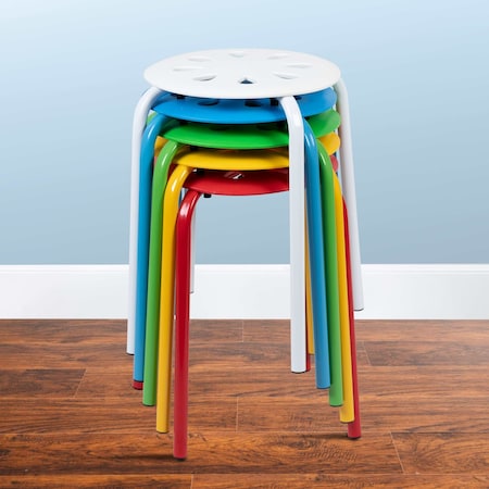 Flash Furniture Plastic Nesting Stack Stools, 17.5"Height, Assorted Colors, PK5 LE-S1-MC-GG